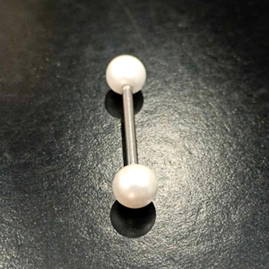 tongue barbell με περλέ μπίλιες