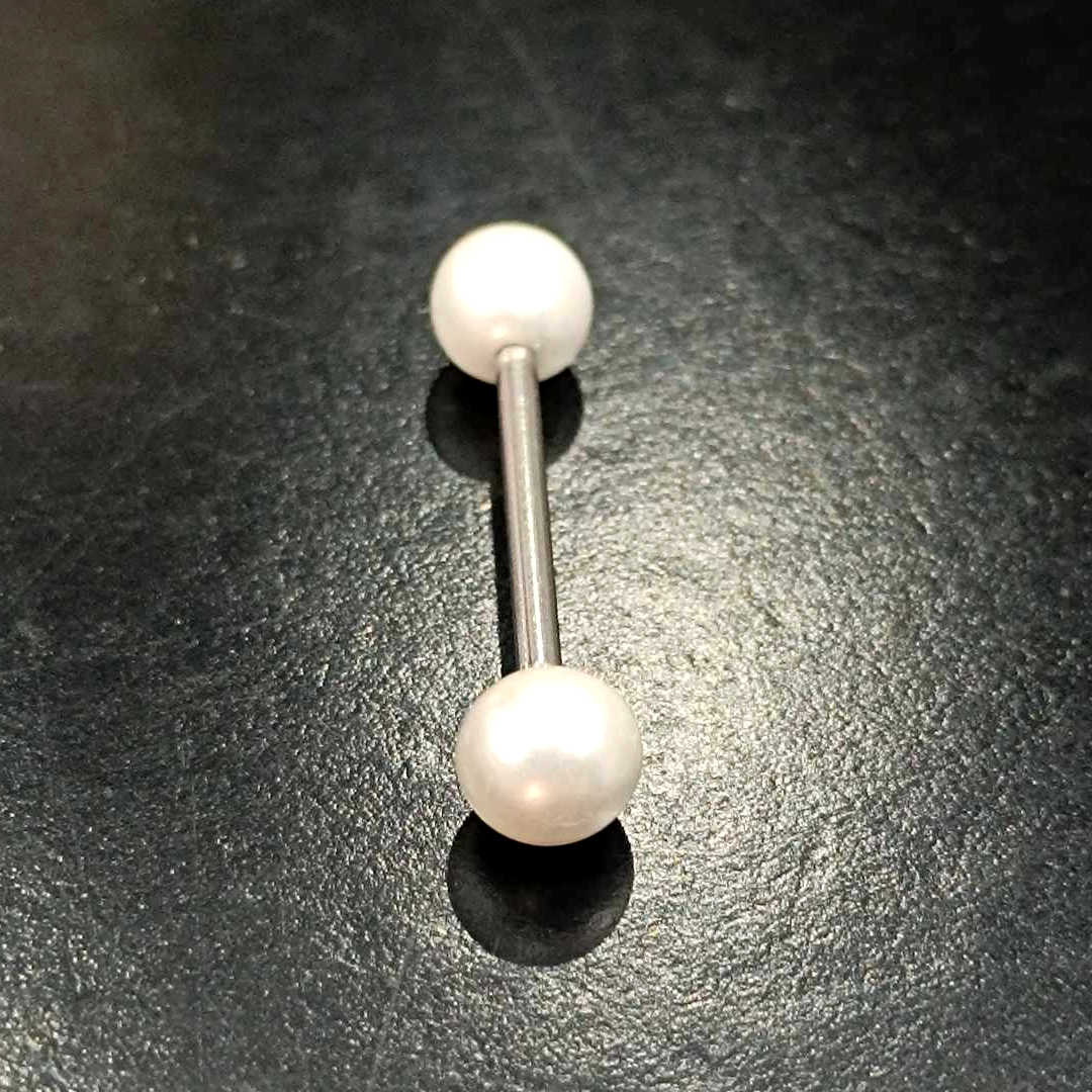 tongue barbell με περλέ μπίλιες