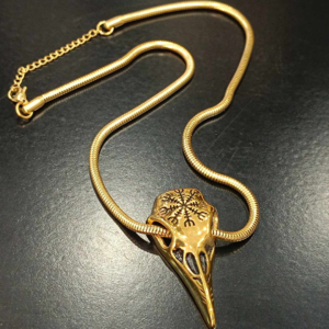 Αλυσίδα λαιμού στρογγυλή με μενταγιόν raven skull